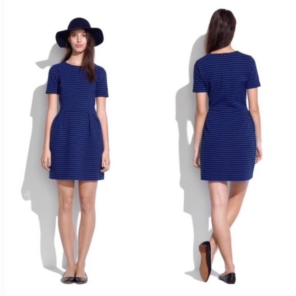 Madewell Dresses & Skirts - Madewell - Gallerist Ponte Dress in Stripe, Black/Blue, 10